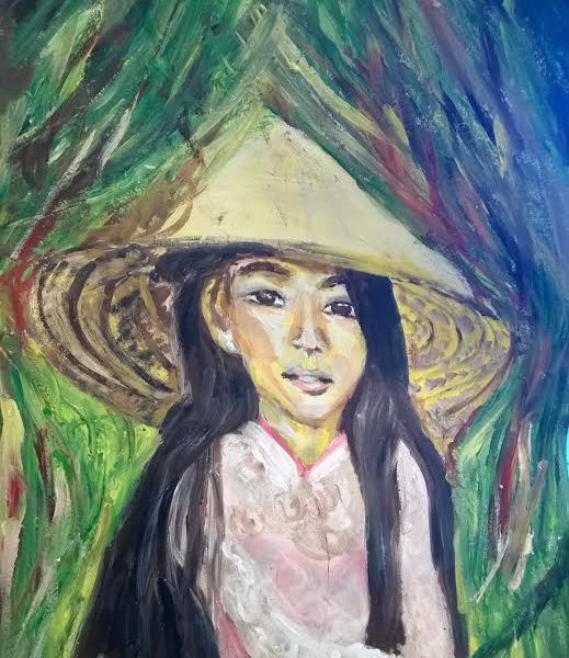 Juene Fille Au Vietnam-acrylics- Orienetalism